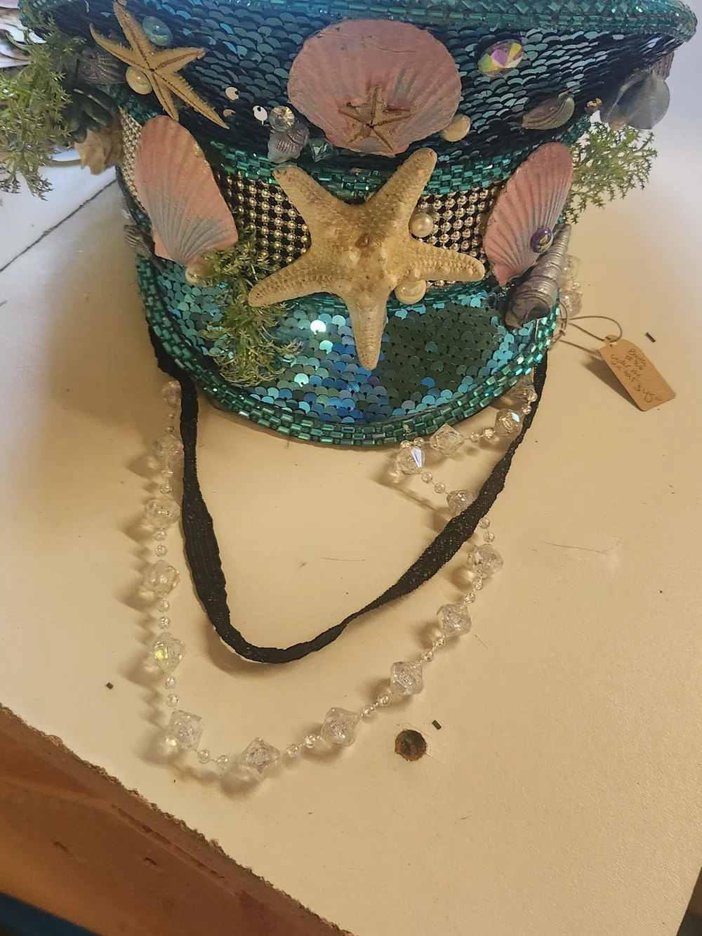 Source Unknown Turquoise Sequin Mermaid Shell Hat with Pink Accents